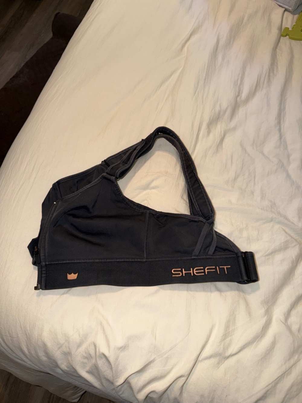 SHEFIT Luxe Black Adjustable Sports Bra with Wide Velcro Band